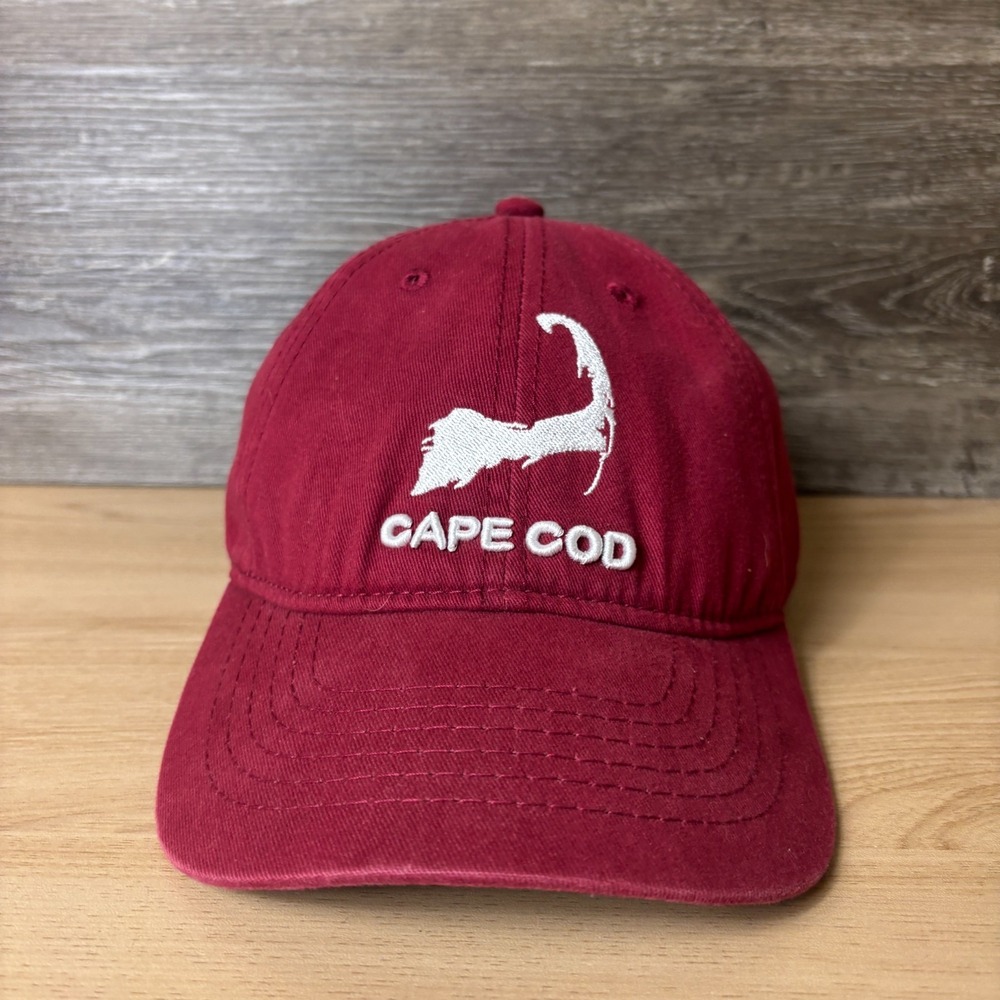 Cape Cod Hat Cap Strap Back Red White Logo Adjustable
